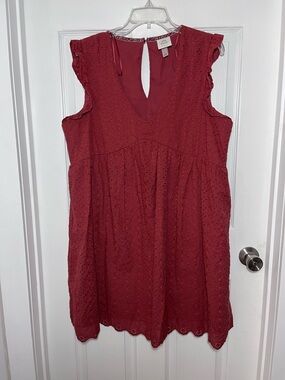 Knox Rose Eyelet V-Neck Dress in Deep Rust